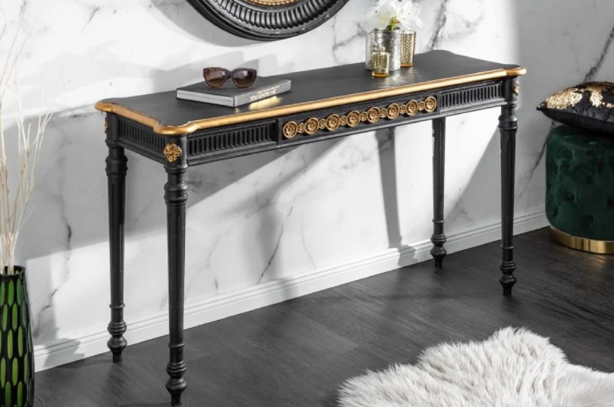 Casa Padrino consola barroco negro / oro 125 x 40 x A. 75,5 cm - Consola de estilo antiguo - Muebles de sal¨®n en estilo barroco - Muebles Barrocos