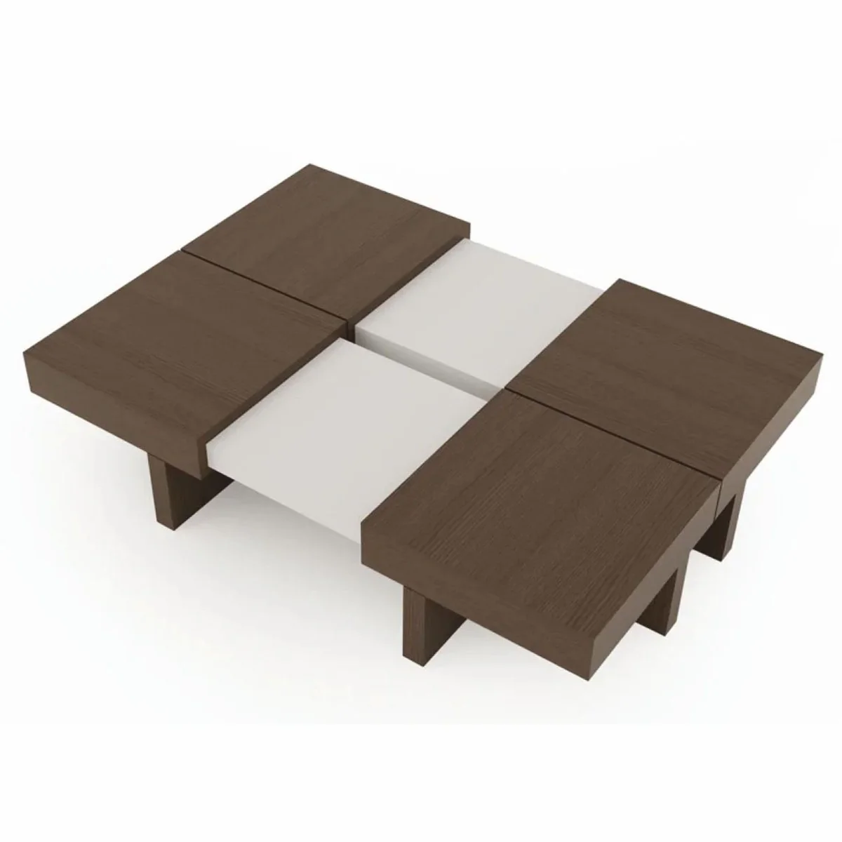 Casa Padrino mesa de centro de lujo marr¨®n / blanco 100-140 cm - Mesa de sal¨®n extensible