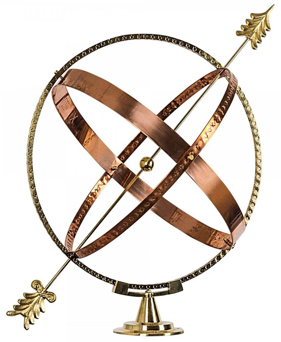 Casa Padrino Reloj de Sol Oro / Cobre Ø 50 x H. 60 cm - Decoración Nostálgica en el Jardín