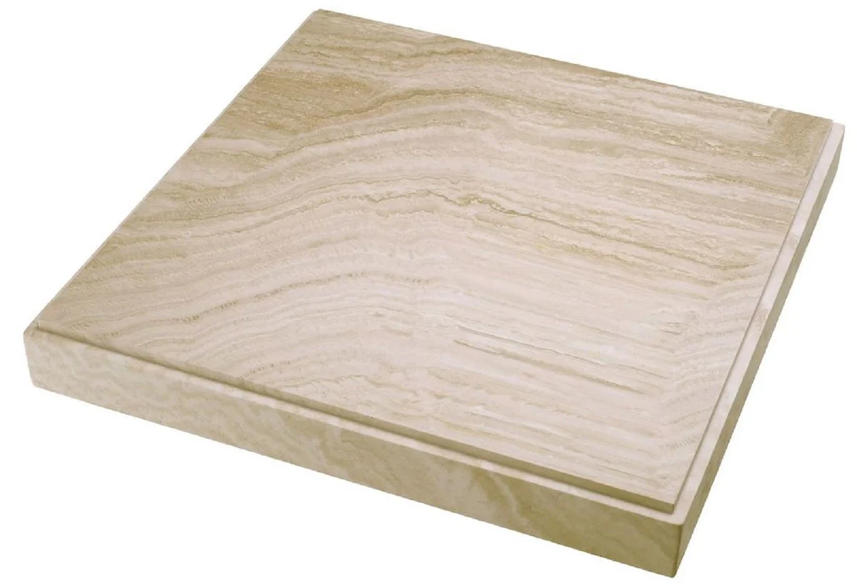 Casa Padrino mesa de centro de lujo beige 83 x 83 x A. 32 cm - Mesa de sal¨®n cuadrada de piedra natural travertino - Muebles de sal¨®n de lujo