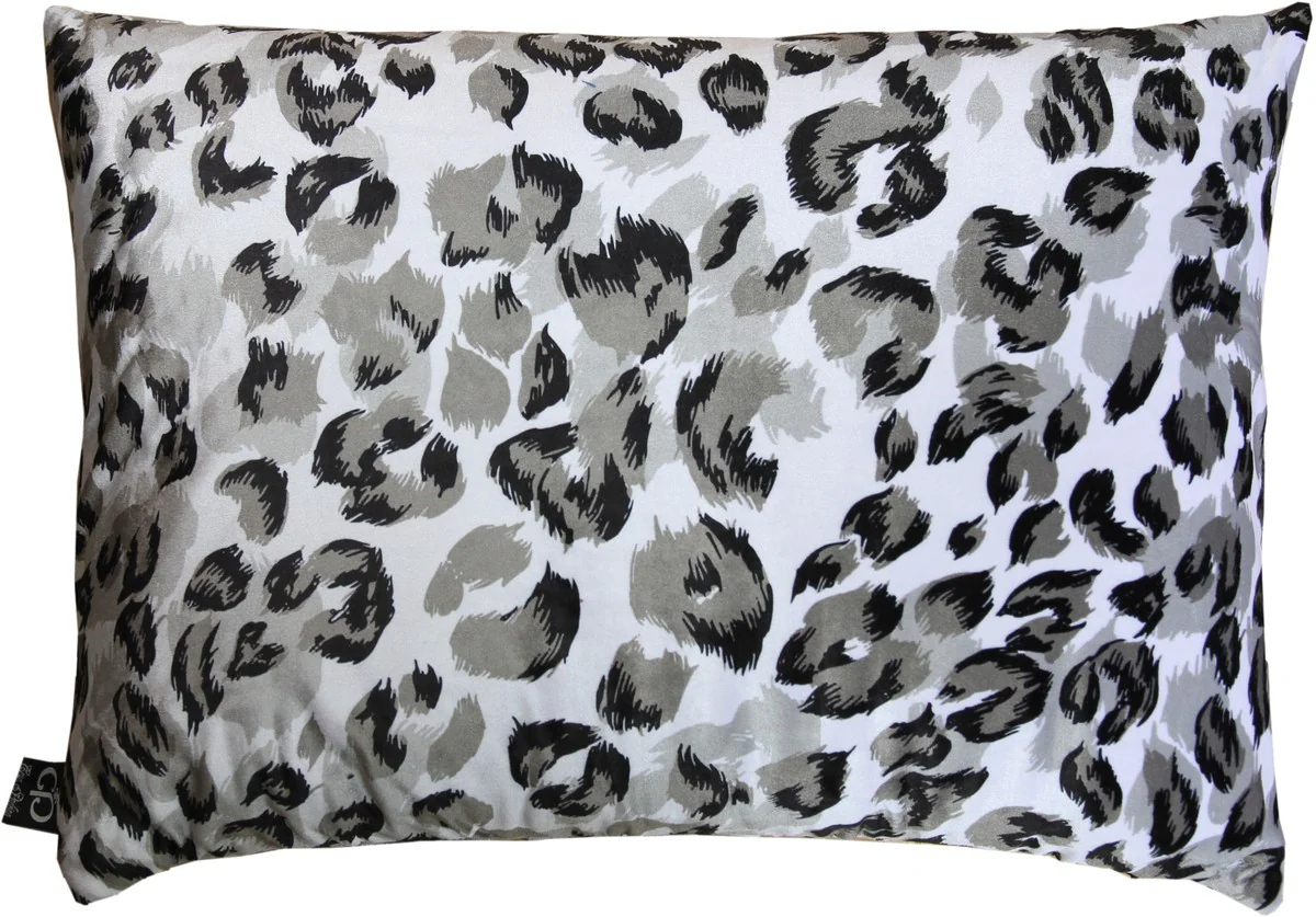 Almohada decorativa de la sala de estar de lujo Casa Padrino Milwaukee Blanco / Negro / Gris 35 x 55 cm - Tela de terciopelo m¨¢s fino - Colecci¨®n Luxury