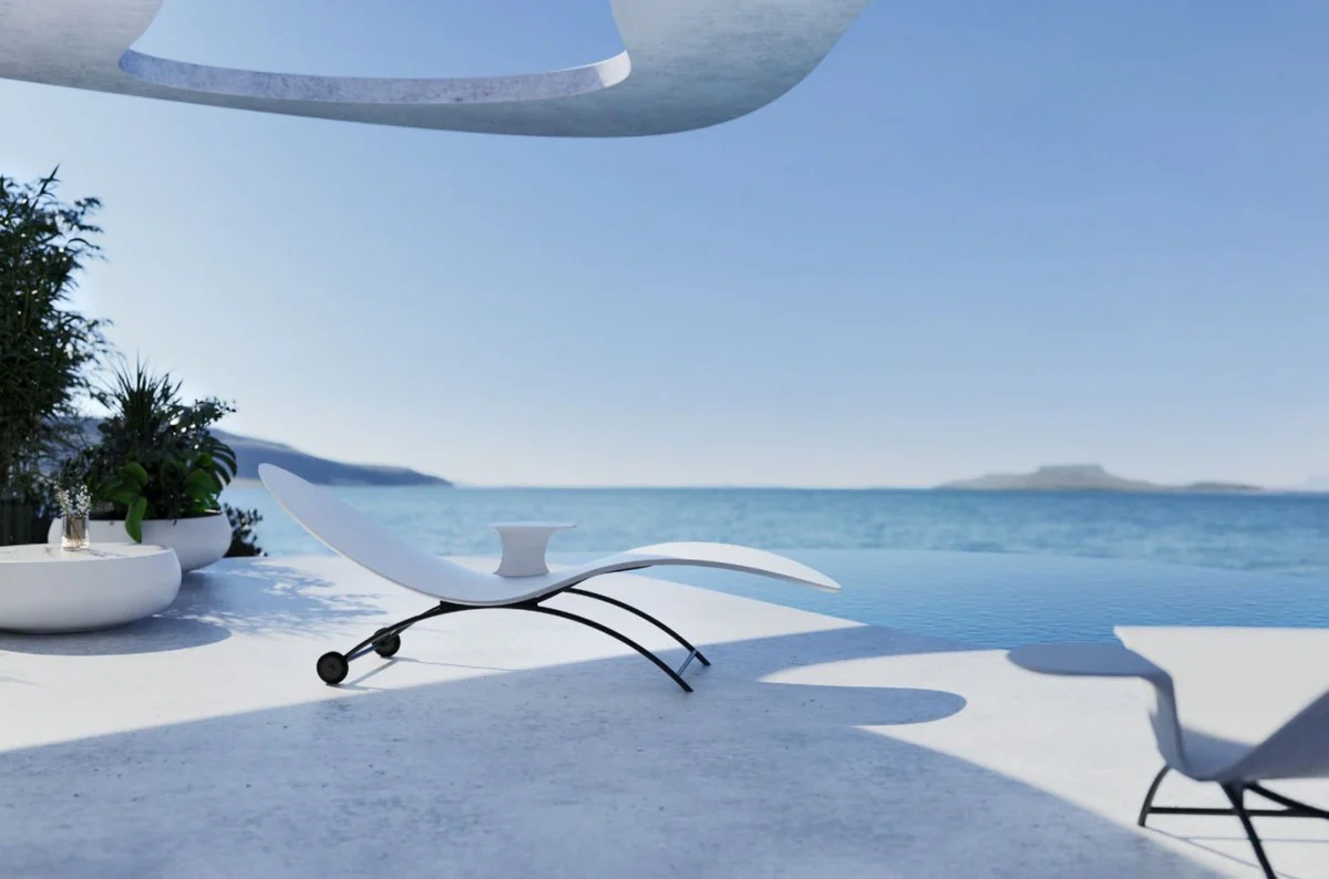 Casa Padrino tumbona de jard¨ªn de lujo blanco mate / gris antracita 205 cm