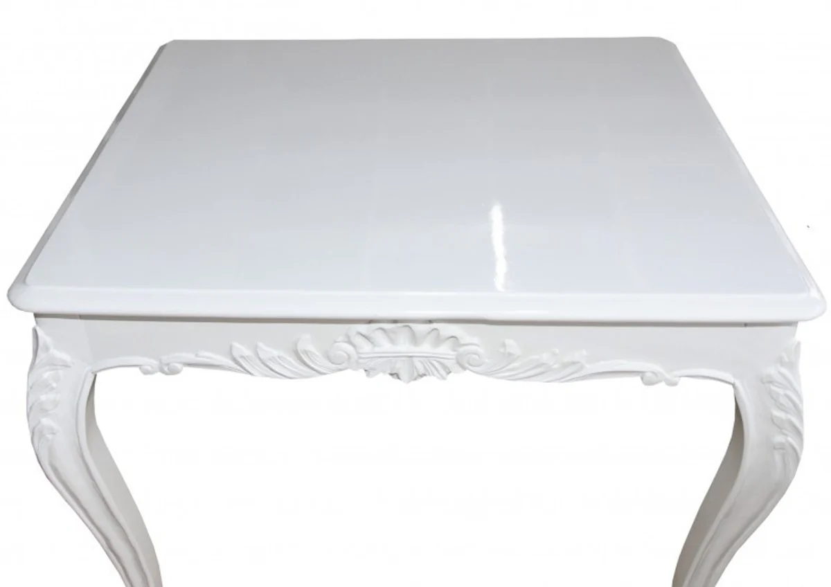 Casa Padrino Baroque Dining Table White 100 cm x 100 cm- Dining Table - Antique Style Furniture