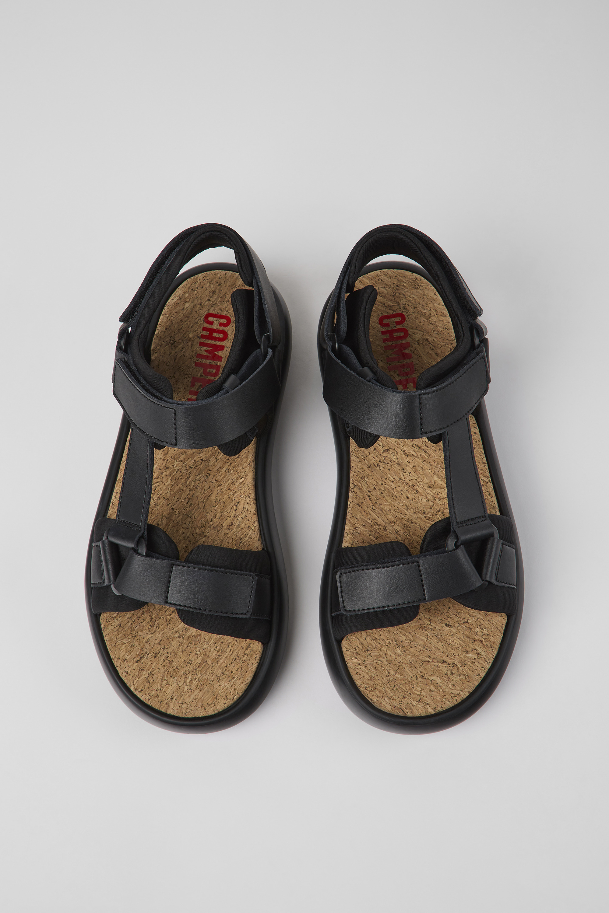 Pelotas Flota - Black leather and textile sandals for men