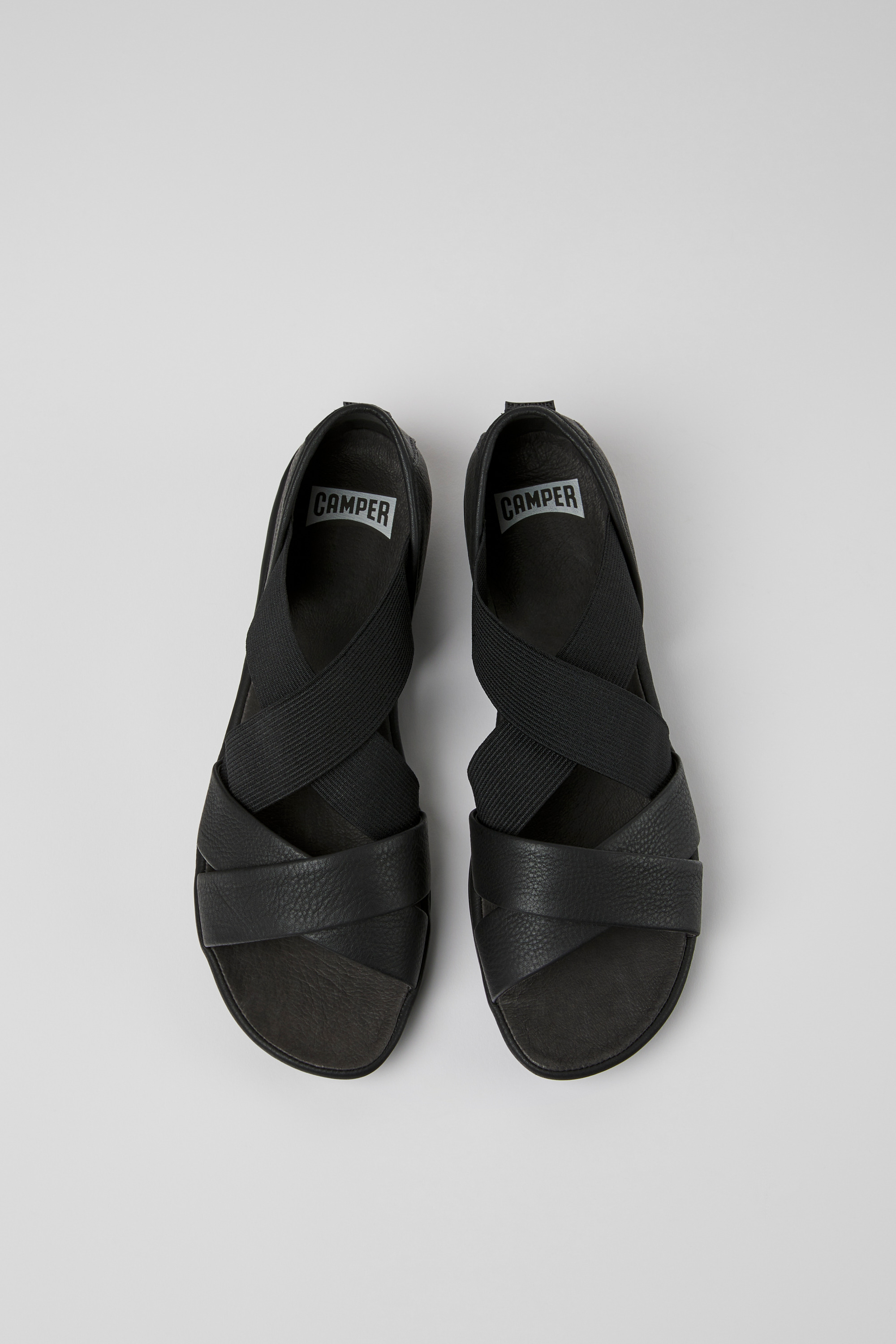 Right - Black leather sandals for women
