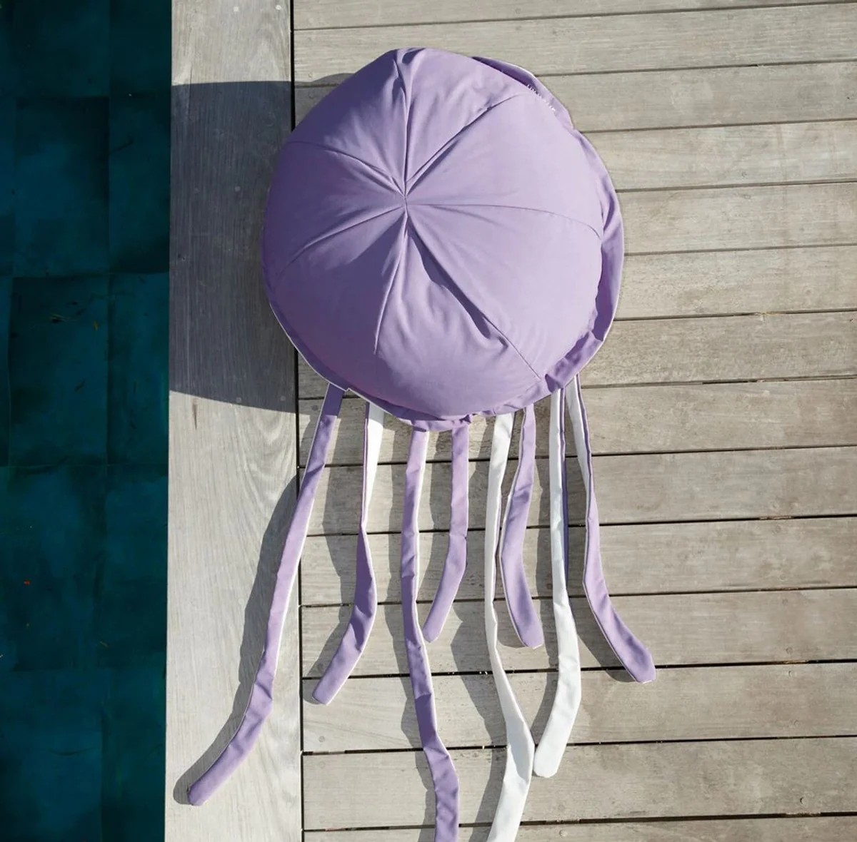 Casa Padrino puf de lujo medusa violeta / blanco ? 80 x A. 35 cm - Puf flotante - Coj¨ªn de asiento hecho a mano - Decoraci¨®n de jard¨ªn - Decoraci¨®n de terraza - Decoraci¨®n de piscina