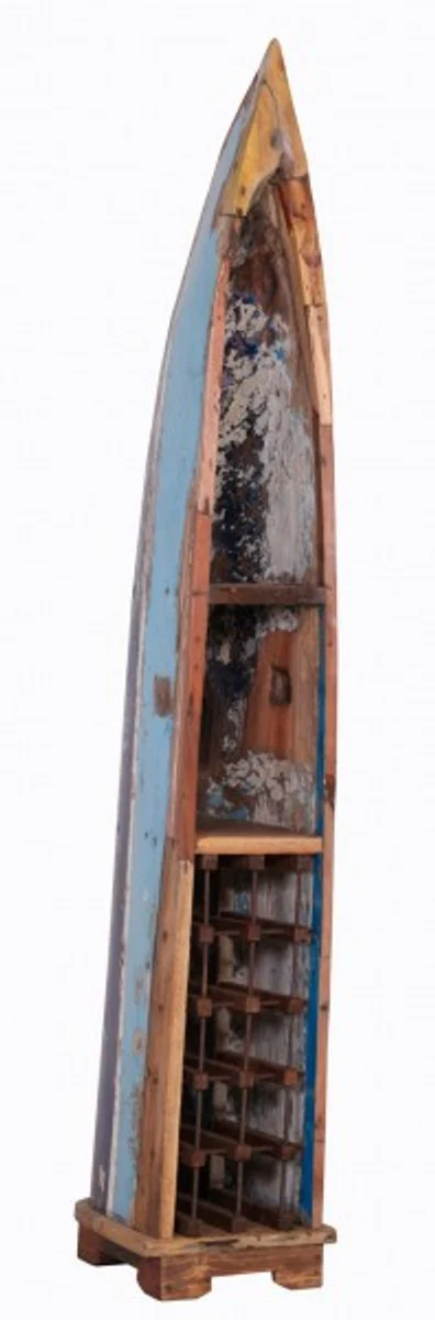 Casa Padrino vintage wine rack cabinet boat - 100% recycled waste wood