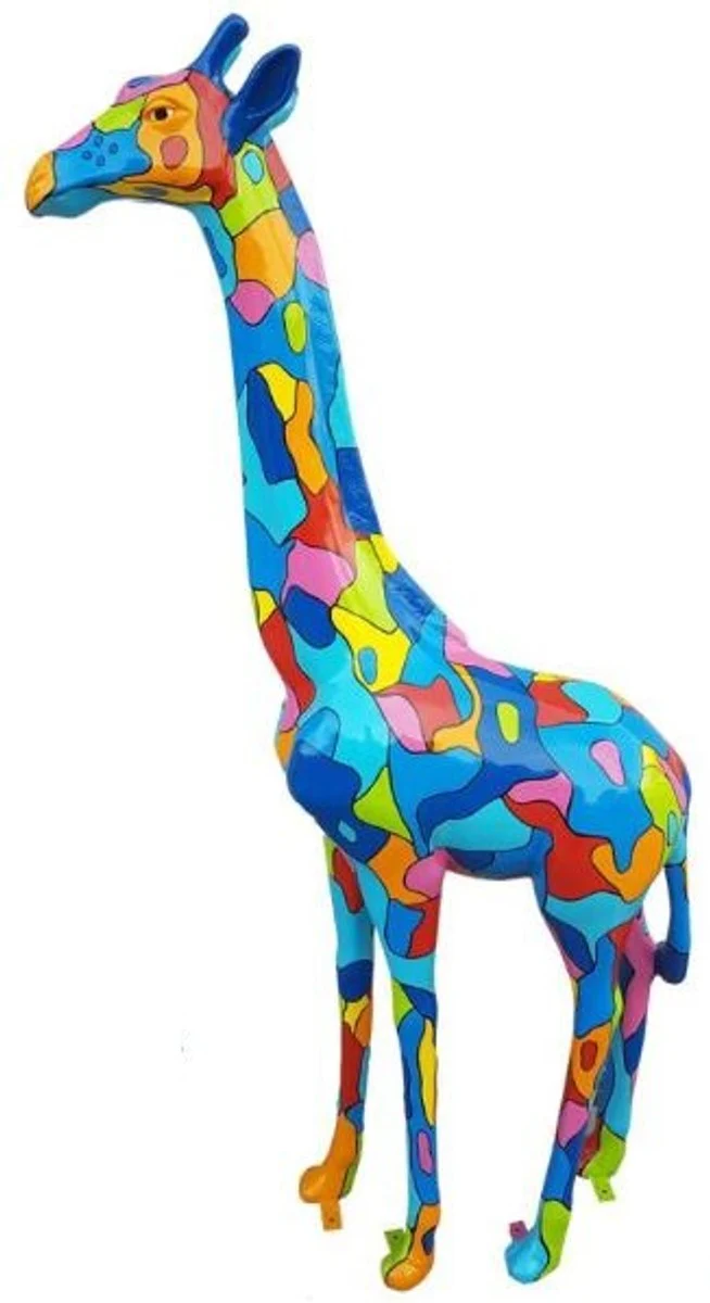 Casa Padrino figura de decoración de diseño jirafa multicolor A. 205 cm - Figura decoracion enorme - Escultura decoracion jardin - Figura Jardin de Lujo