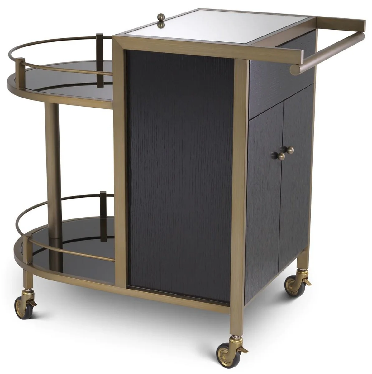 Casa Padrino carrito de servicio de lujo negro / lat¨®n 88 x 50 x A. 78 cm - Carrito gastron¨®mico restaurante hotel - Accesorios gastron¨®mico restaurante hotel lujo - Muebles de lujo