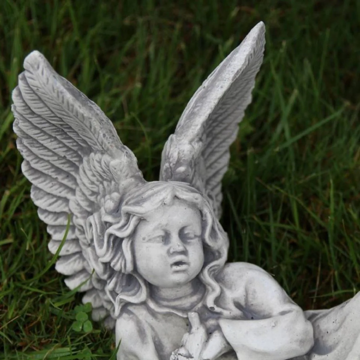 Casa Padrino Escultura de Decoraci¨®n de Jard¨ªn Art Nouveau ¨¢ngel Gris 17 x 33 x A. 27 cm - Elegante Figura de Jard¨ªn - Accesorios de Decoraci¨®n de Jard¨ªn Barrocos y Art Nouveau