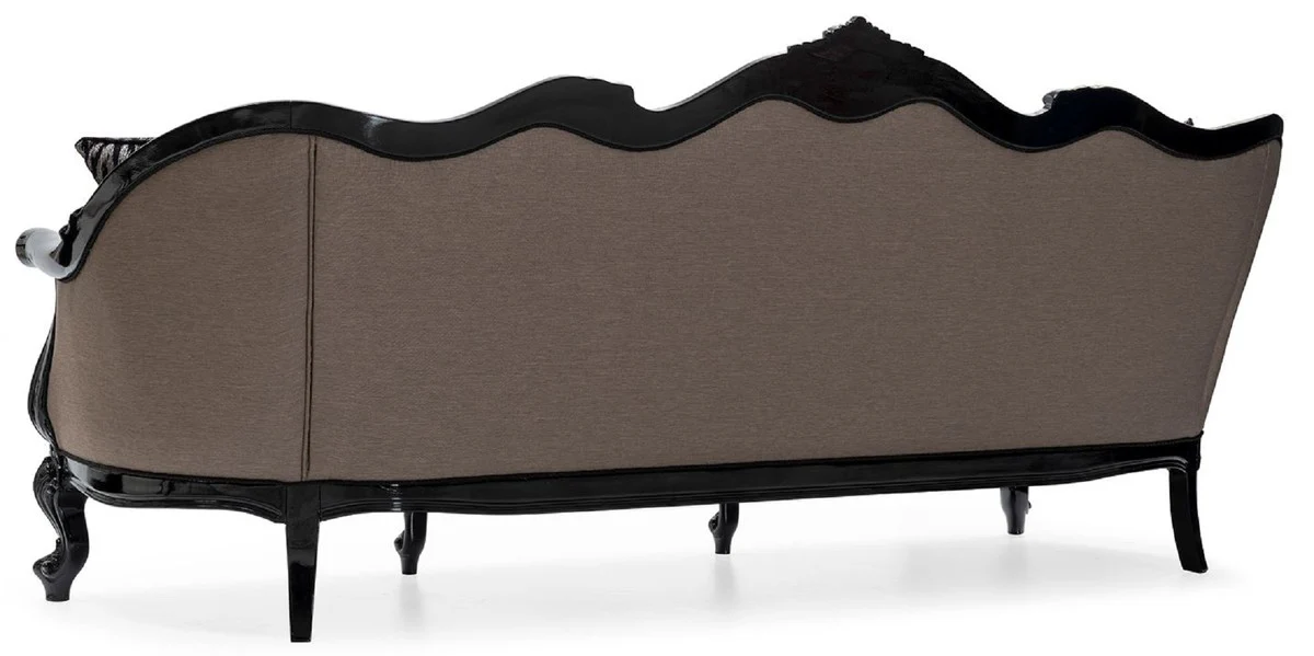 Casa Padrino sof¨¢ de sal¨®n barroco de lujo gris / negro - Magn¨ªfico sof¨¢ de estilo barroco con cojines decorativos - Muebles de sal¨®n de lujo en estilo barroco - Muebles barrocos