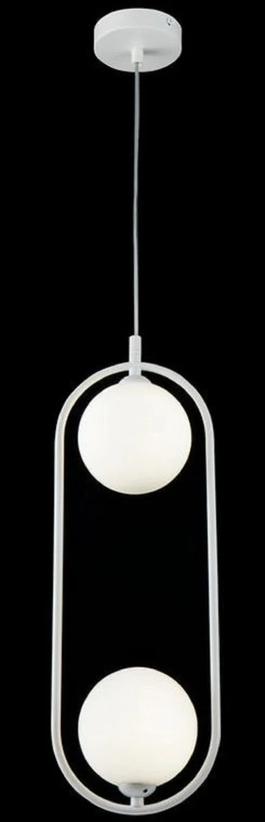 Casa Padrino lámpara colgante de lujo blanco / blanco 17 x 12 x H. 48 cm - Lámpara Colgante Moderna