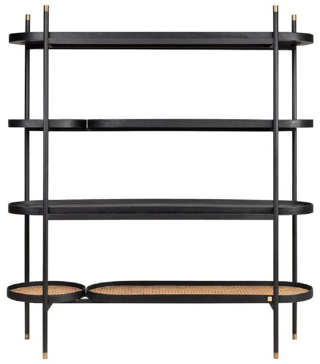 Casa Padrino armario de estanter¨ªa de lujo negro / natural / lat¨®n 154 x 42,3 x A. 170 cm - Muebles de Sal¨®n y Hotel - Calidad de Lujo