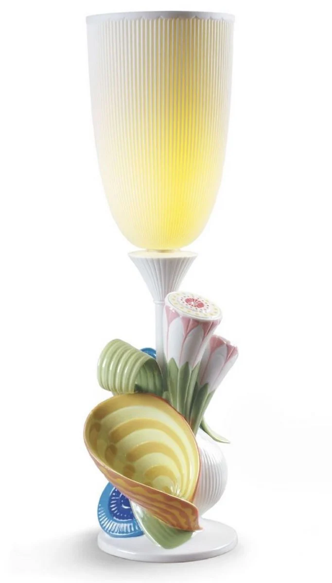 Casa Padrino lámpara de mesa de porcelana de diseño LED multicolor Ø 11 x H 41 cm - Calidad de Lujo