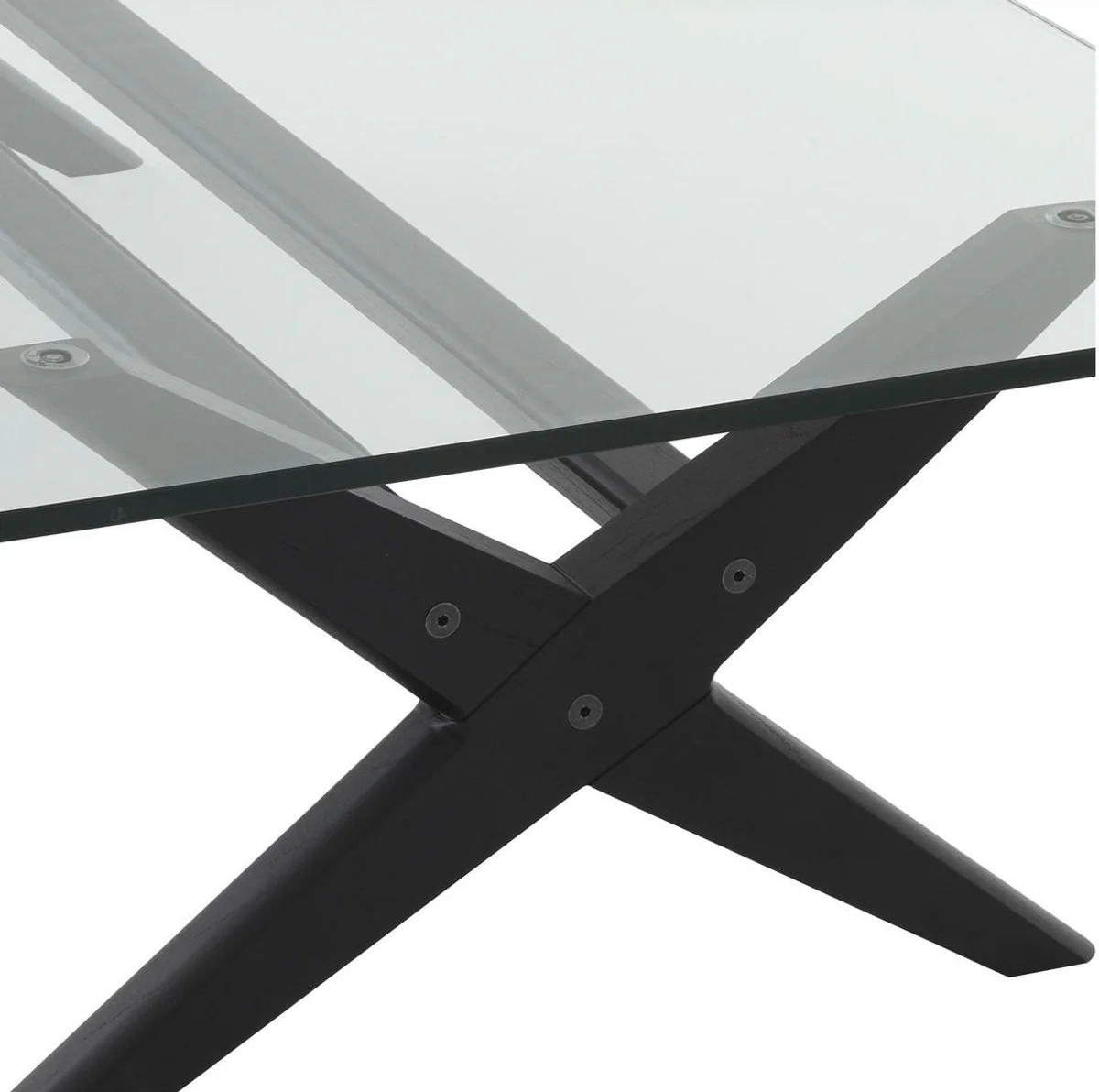 Casa Padrino mesa de centro de lujo negro 160 x 80 x A. 40,5 cm - Mesa de sal¨®n rectangular de madera maciza con tapa de vidrio - Muebles de sal¨®n de lujo