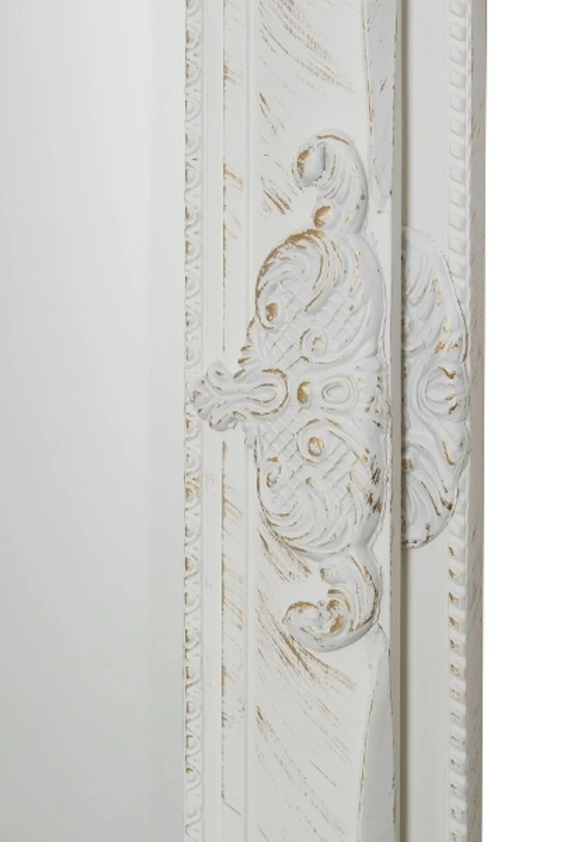 Casa Padrino Espejo de Pared Barroco Blanco 65 x H. 190 cm - Espejo Barroco con Marco de Madera y Hermosas Decoraciones