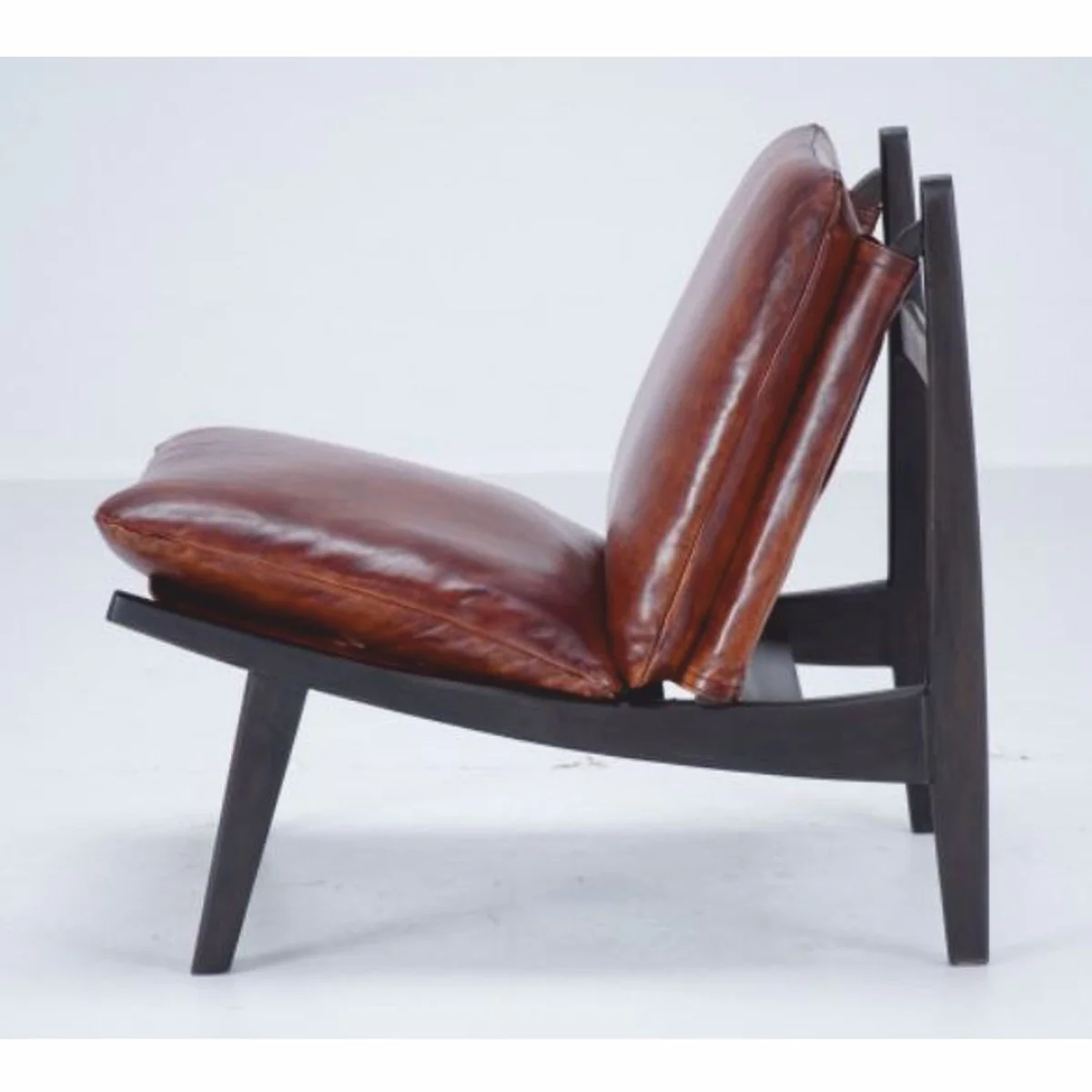 Casa Padrino sill¨®n Chesterfield de lujo de cuero genuino marr¨®n / antracita - Muebles de cuero genuino