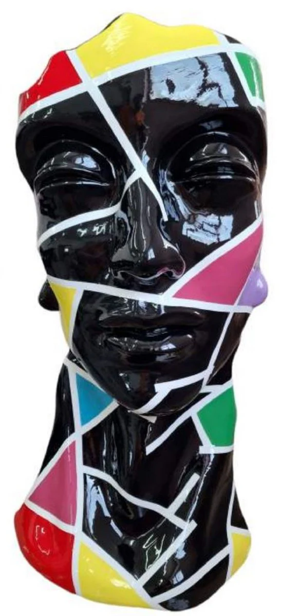 Casa Padrino busto decorativo de diseño de lujo negro / multicolor A. 70 cm - Busto de escultura decorativa abstracta - Busto de figura decorativa de salón de jardín - Bustos decorativos de lujo