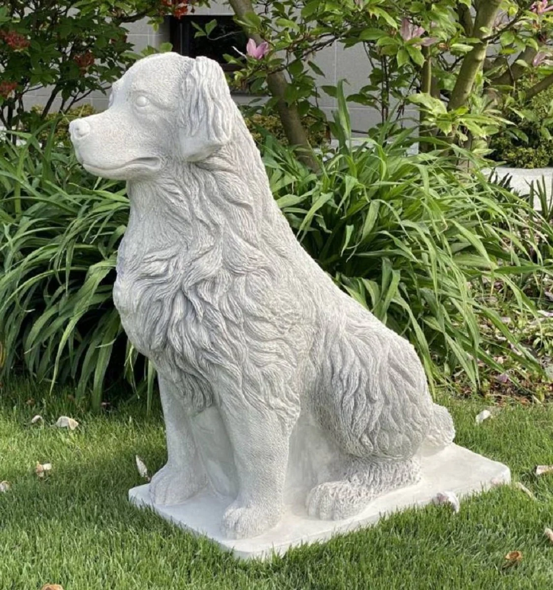Casa Padrino escultura decorativa de jard¨ªn perro labrador gris 67 x 36 x A. 84 cm - Elegante figura decorativa de piedra de jard¨ªn - Figura decorativa de animal - Accesorios decorativos de jard¨ªn