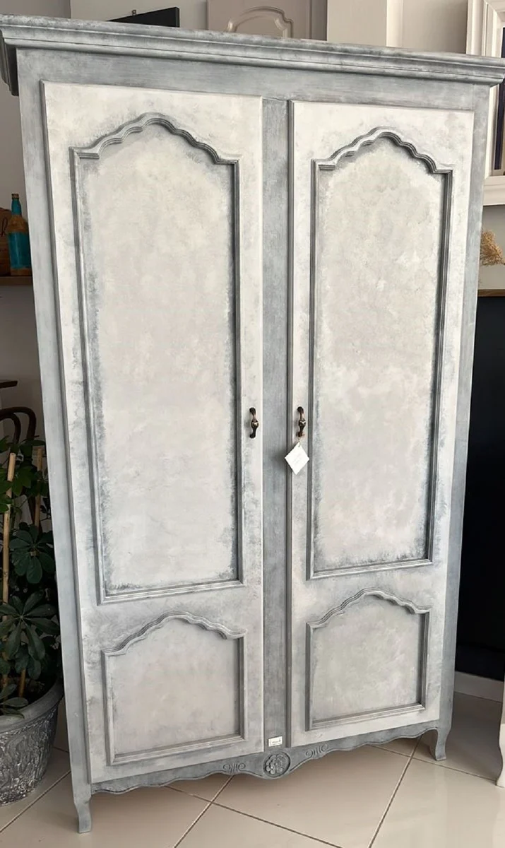 Casa Padrino armario de estilo campestre gris 111 x 40 x A. 194 cm - Armario de madera maciza de estilo campestre con 2 puertas - Muebles de madera maciza de estilo campestre