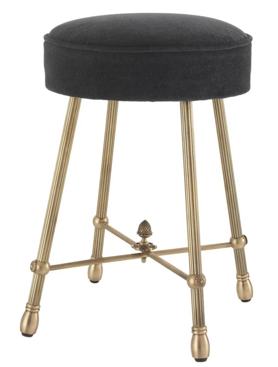 Casa Padrino taburete de lujo lat¨®n antiguo / negro 33,5 x H. 48 cm - Muebles Para Hoteles