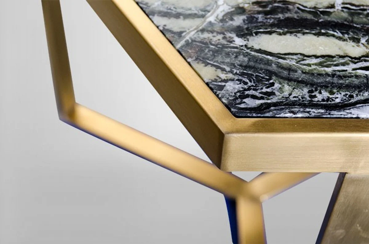 Casa Padrino Art Deco Side Table Gold metal / marble 55 x 47 cm Art Nouveau table - Furniture flower stand