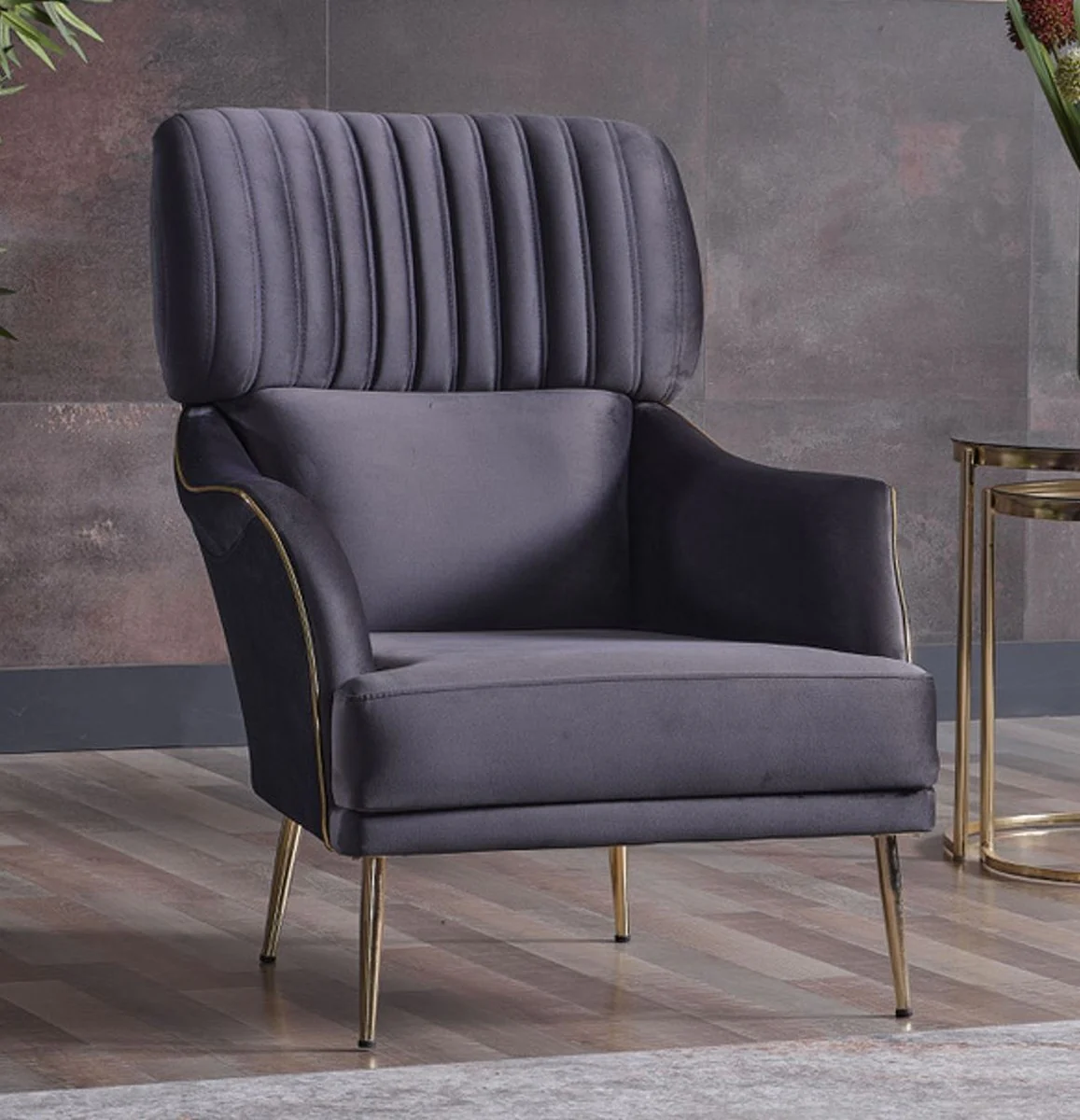 Casa Padrino sill¨®n de sal¨®n de lujo p¨²rpura / oro A. 99 cm - Muebles de lujo