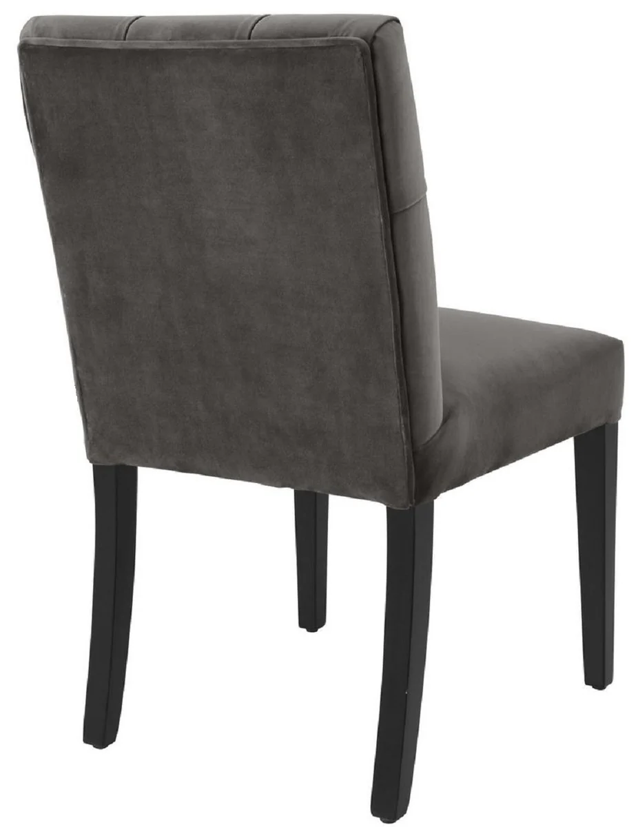 Casa Padrino silla de comedor de lujo gris / negro 51 x 64 x A. 90 cm - Silla de Cocina Chesterfield con Terciopelo Fino - Muebles de Comedor de Lujo