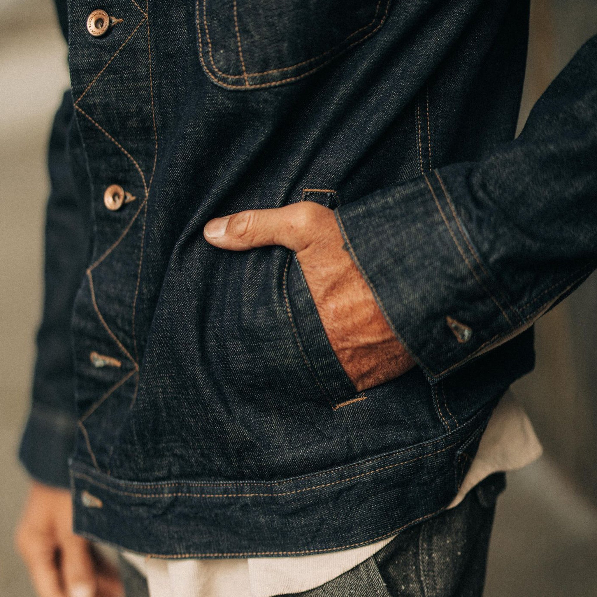 The Long Haul Jacket in Rinsed Organic Selvage