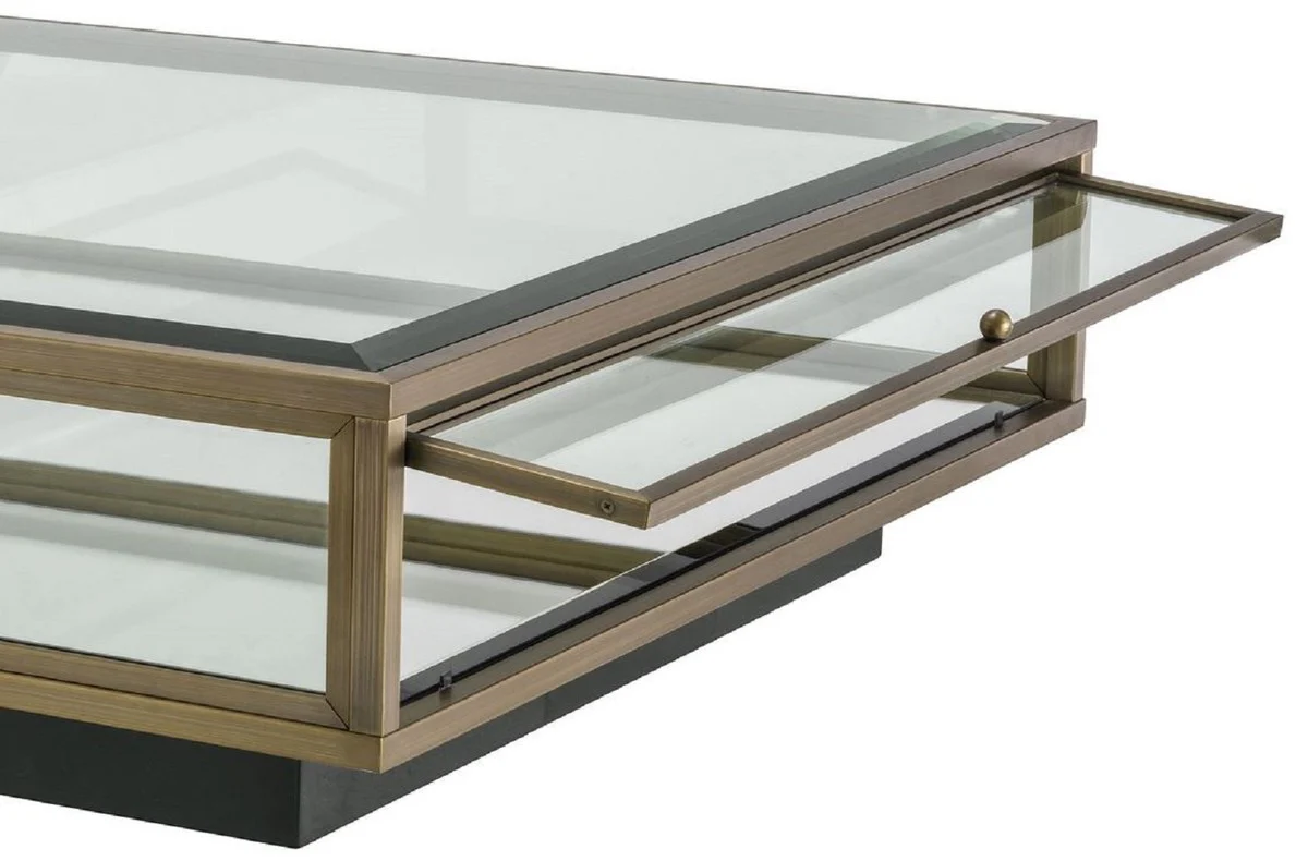 Casa Padrino mesa de centro de lujo lat¨®n / negro 100 x 100 x A. 30 cm - Mesa de sal¨®n moderna - Muebles de sal¨®n - Calidad de Lujo