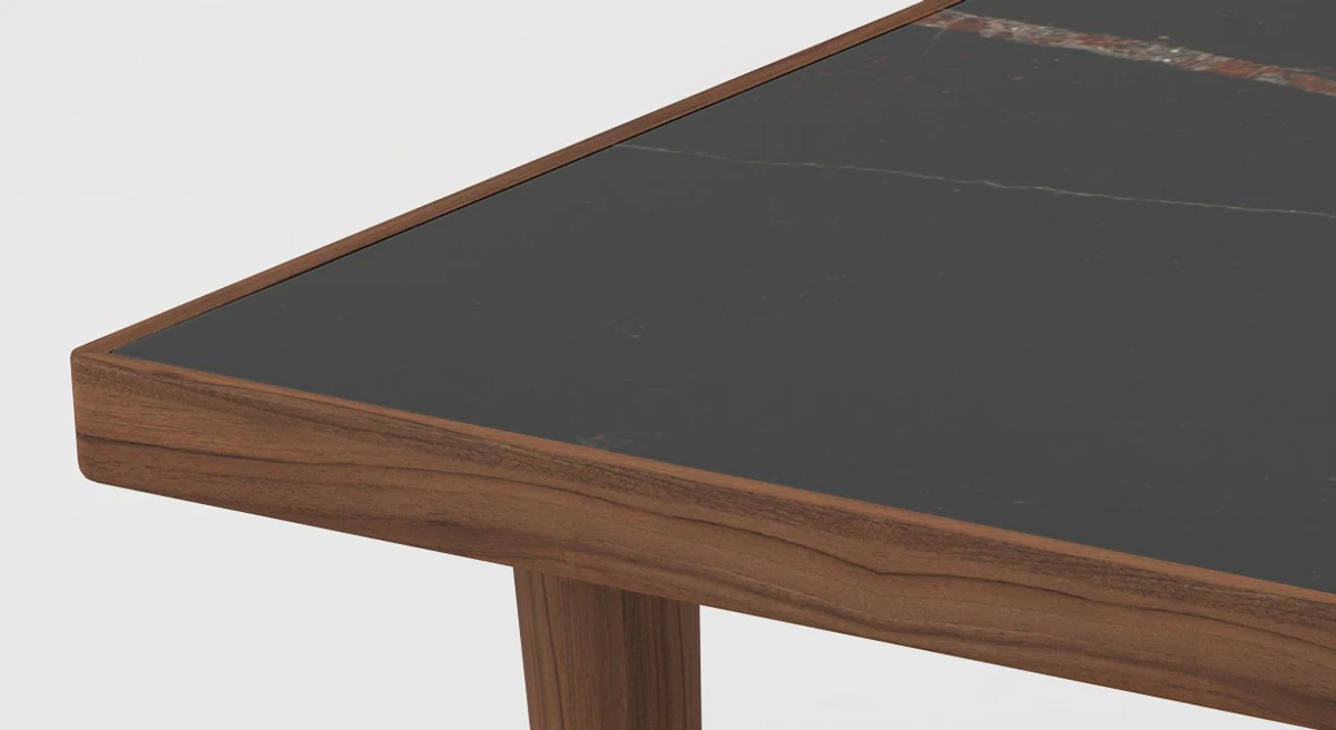 Casa Padrino mesa de centro de lujo marr¨®n / negro 130 x 70 x A. 45 cm - Mesa de sal¨®n moderna rectangular de madera maciza con encimera de m¨¢rmol - Muebles de Lujo