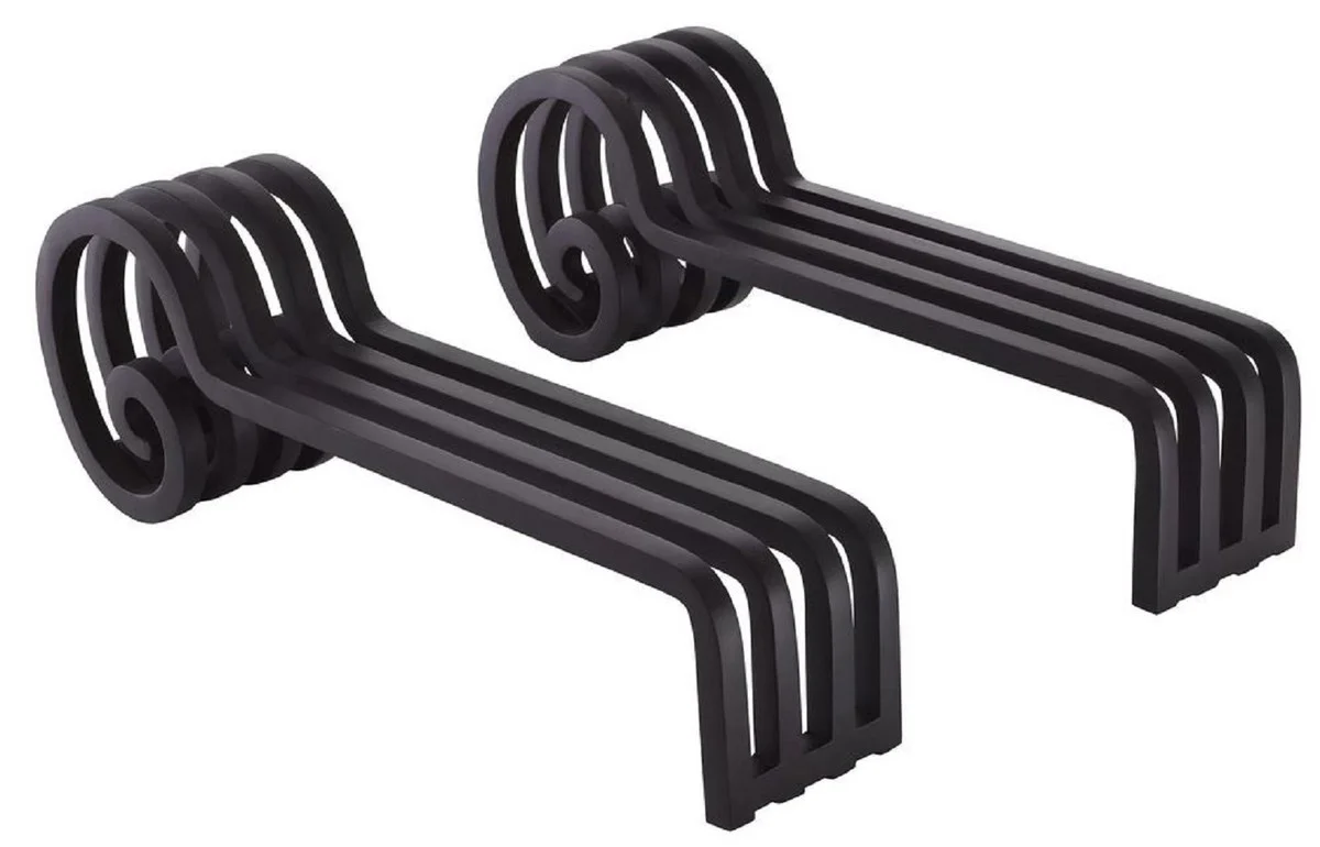 Casa Padrino conjunto de morillos de acero de lujo plata / negro 48,5 x 11,5 x A. 17,5 cm - Accesorios para Chimeneas - Calidad de Lujo