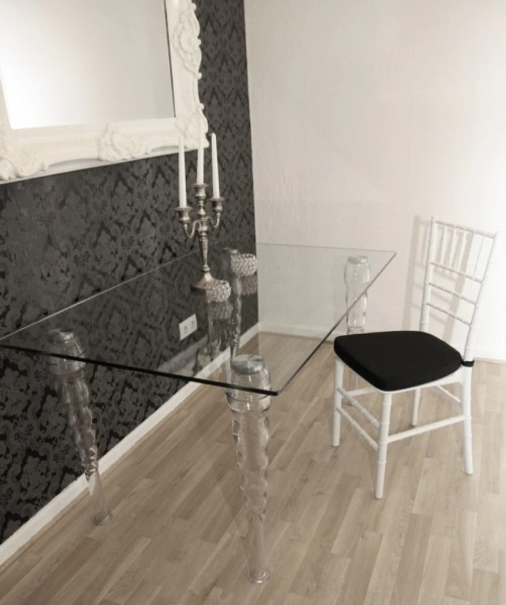 Casa Padrino designers including acrylic chair cushions White / Black - White Ghost Chair - Furniture polycarbonate - polycarbonate chair - acrylic furniture - ghost chair