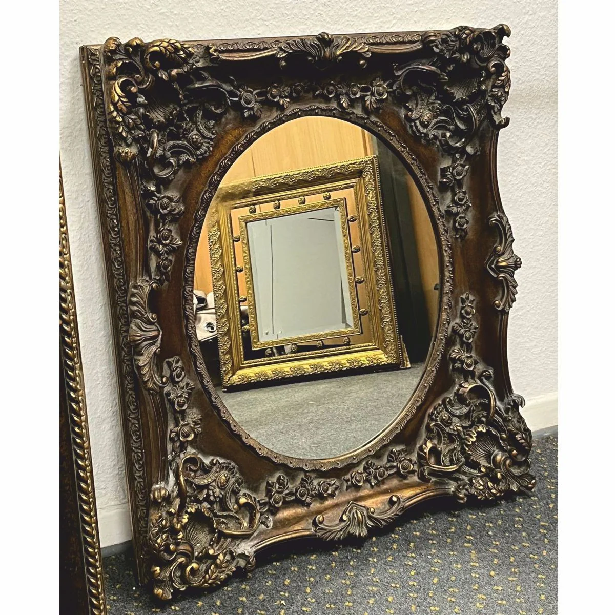 Casa Padrino espejo barroco oro antiguo / gris A. 88 cm - Muebles de estilo barroco