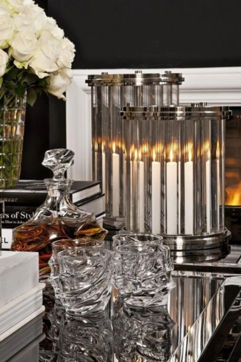 Casa Padrino araña de vela de lujo plata Ø 26 x A. 41,5 cm - Luz de viento de diseño - Accesorios para hoteles y restaurantes - Accesorios de decoración de lujo