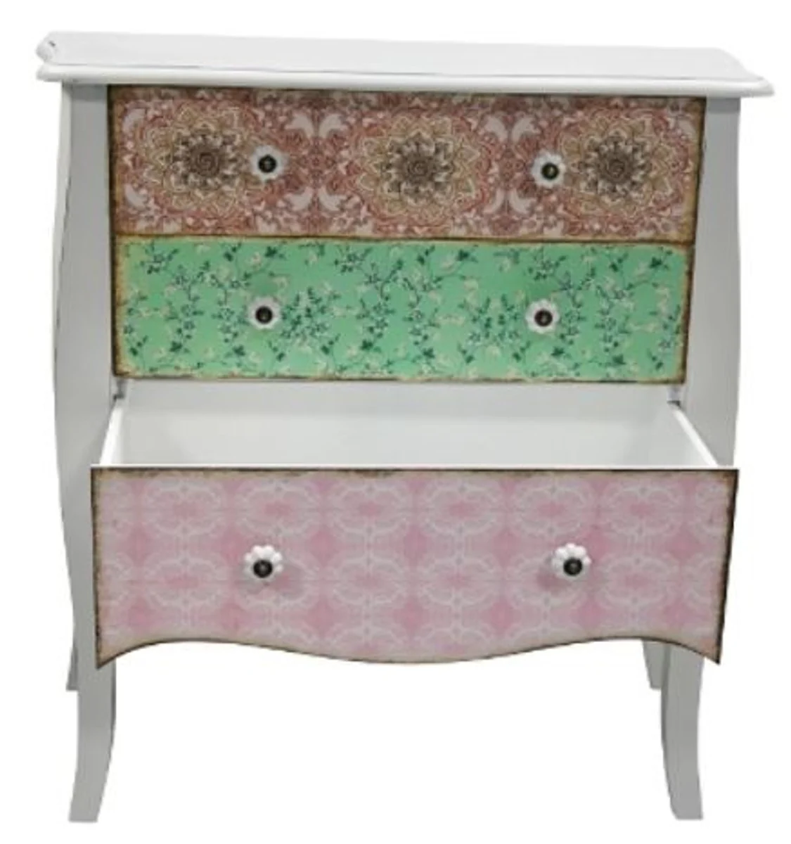 Casa Padrino Country Style Chest of Drawers Antique White / Multicolored 75 x 38 x H. 76 cm - Shabby Chic Furniture