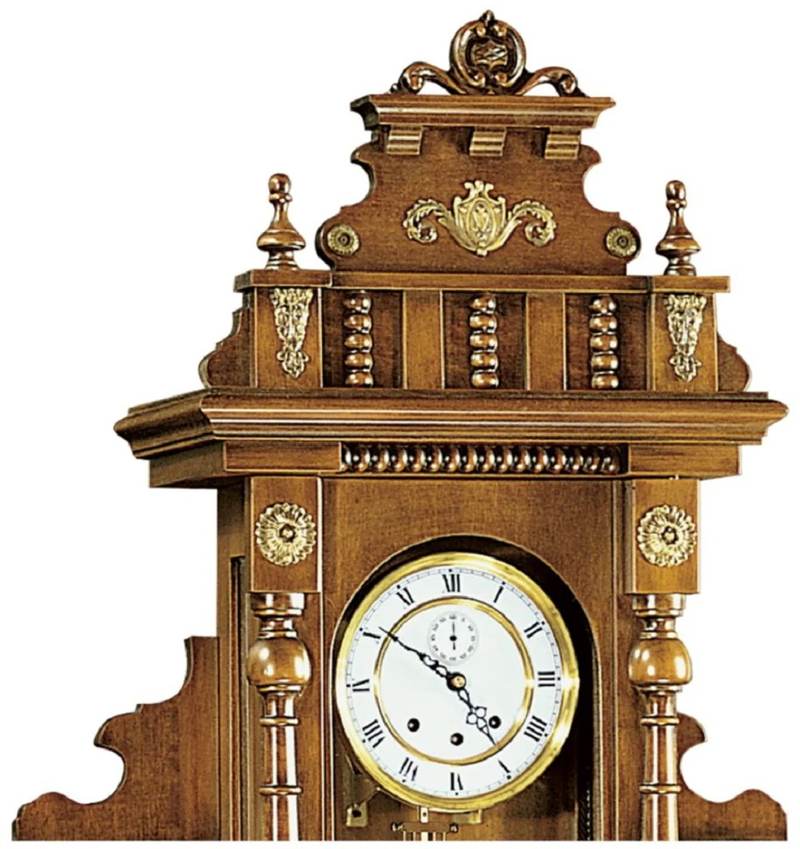 Casa Padrino reloj de pared barroco de lujo marrón / oro - Magnífico reloj de estilo barroco - Reloj de péndulo barroco tallado a mano - Calidad de lujo - Hecho en Italia