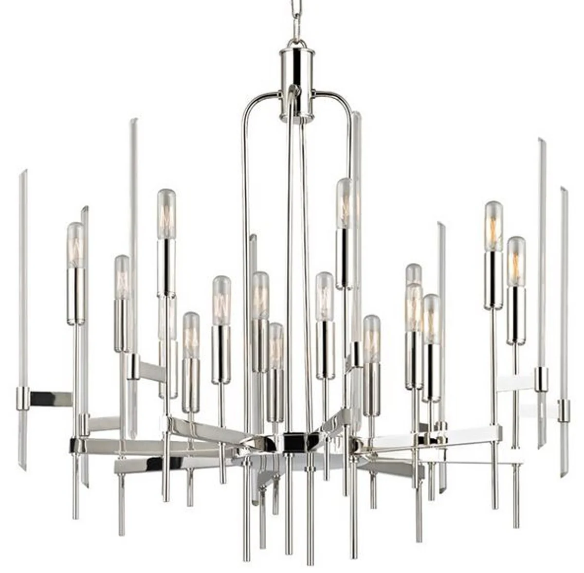 Casa Padrino lámpara de araña de lujo plata 76,2 x 76,2 x A. 73,7 cm - Lámpara de araña elegante con brazos de latón y varillas de vidrio - Colección de Lujo