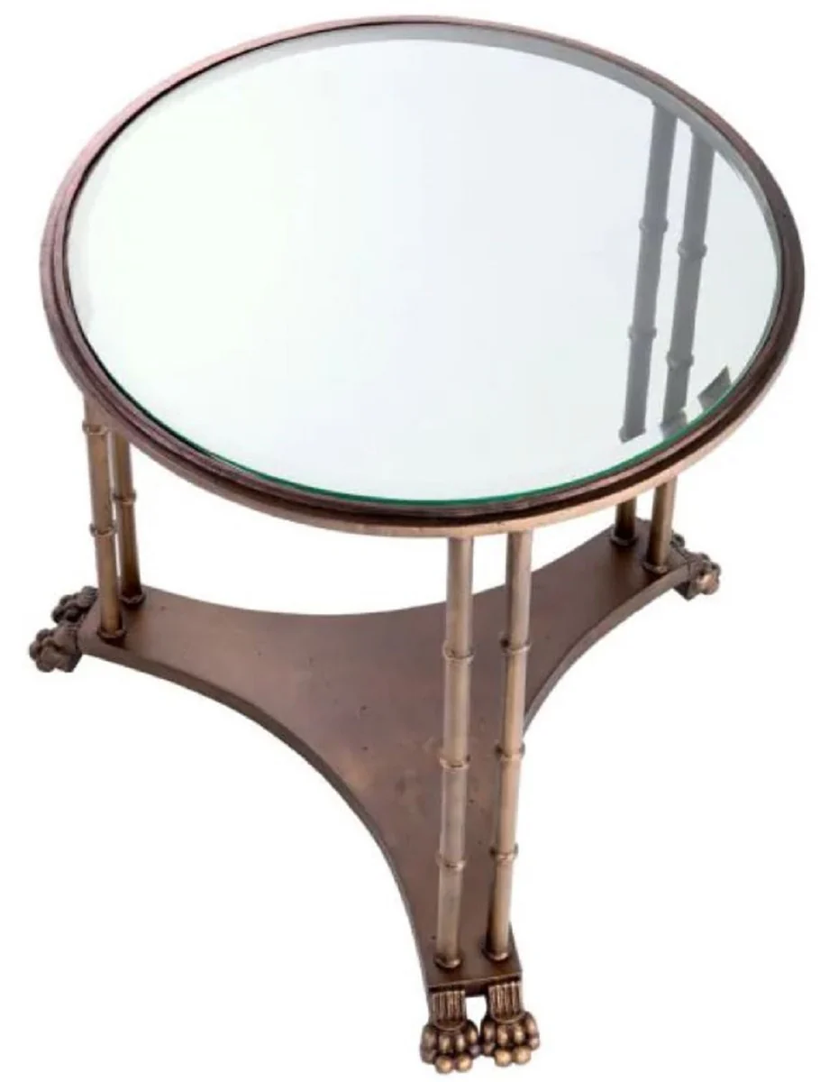 Casa Padrino mesa auxiliar barroco de lujo con tapa de vidrio bronce ? 62 x A. 64 cm