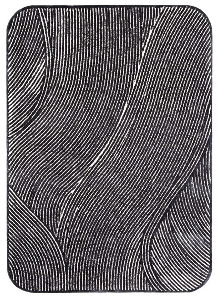 Casa Padrino alfombra de lujo gris / negro 160 x 230 cm - Alfombra rectangular para salón - Alfombra para dormitorio - Interior de lujo - Calidad de lujo