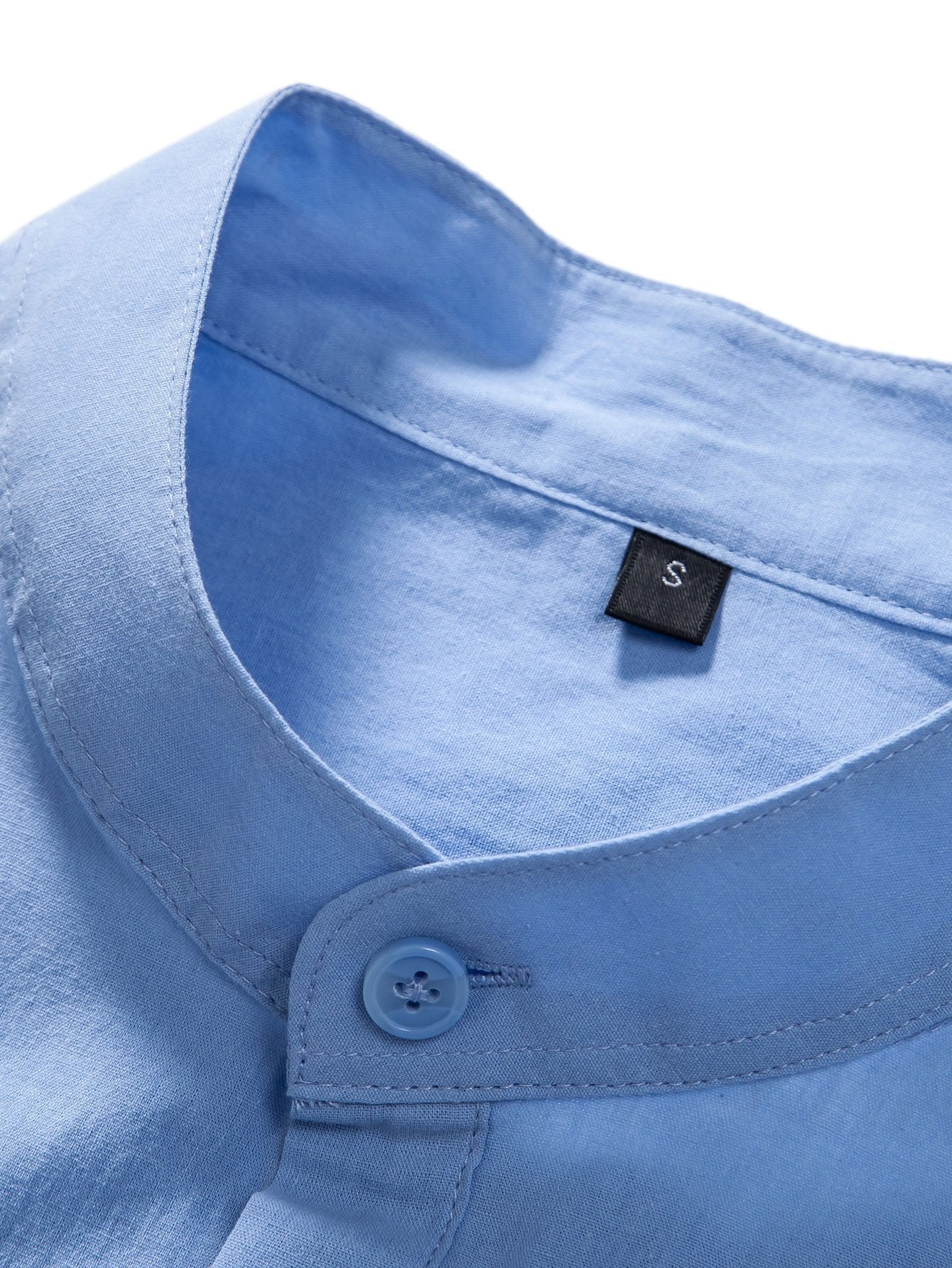 Long Sleeve Linen Look Henley Collar Shirt & Straight Leg Linen Pants