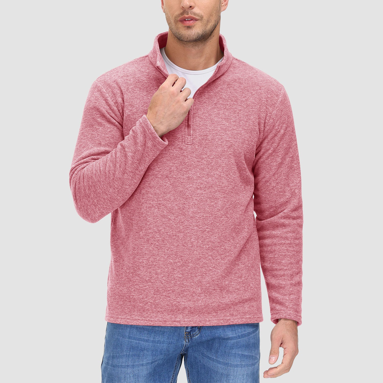 Men's Shirt 1/4 Zip Fleece Pullover Sweater Long Sleeve Sweatshirts Athletic Shirt