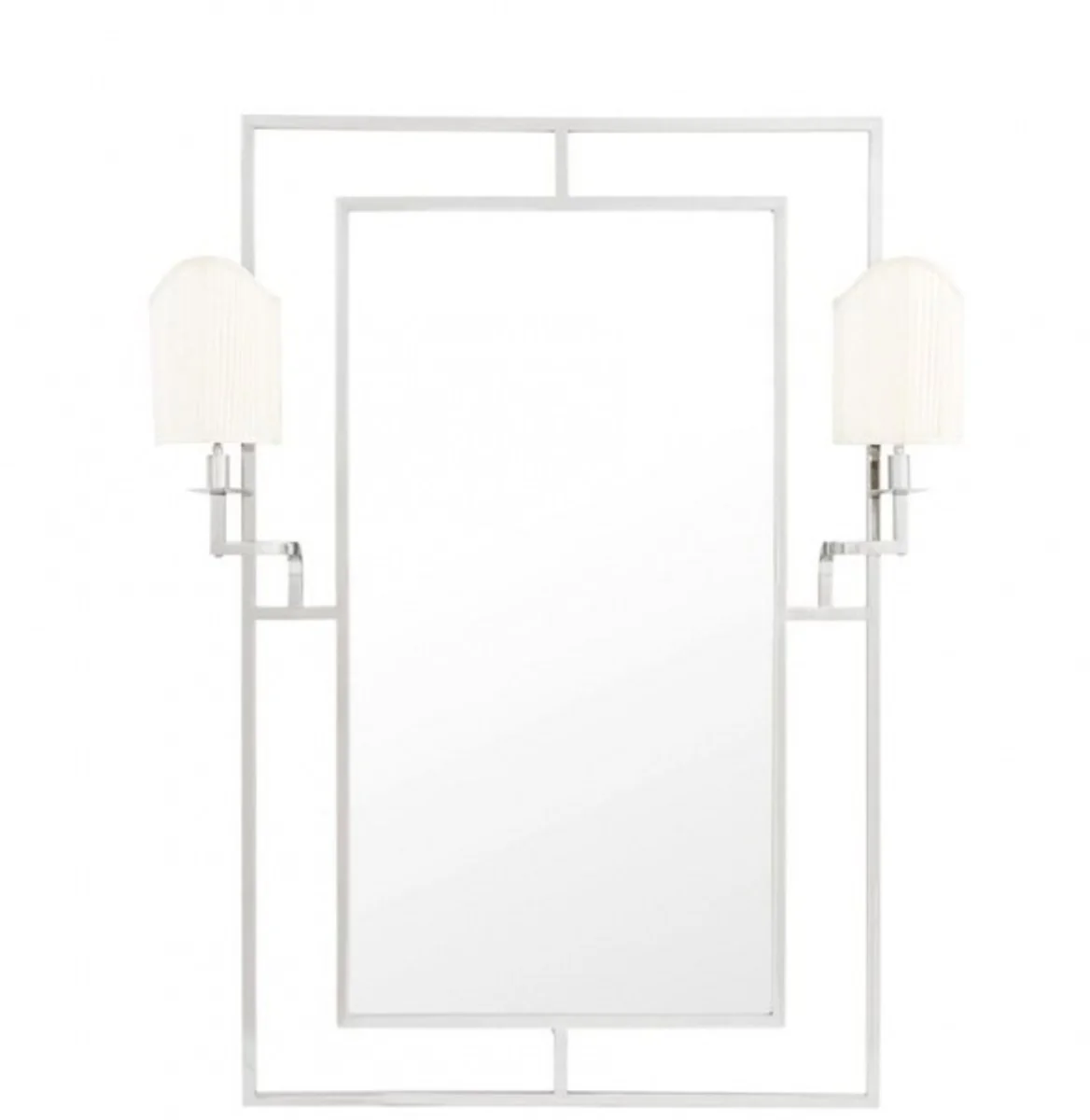 Casa Padrino Luxury Designer Wall Mirror Nickel 113 x H 140 cm - Luxury Hotel Mirror