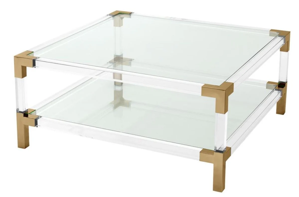 Casa Padrino luxury coffee table brass colors 100 x 100 x H. 45 cm - Living Room Furniture