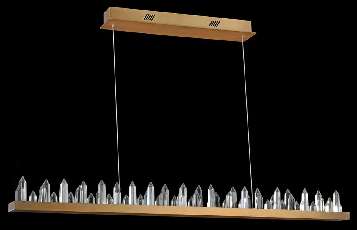 Casa Padrino LED pendant lamp with brass colored metal frame and crystal jagged 115 x 9 x H. 10.4 cm - Living Room Furniture