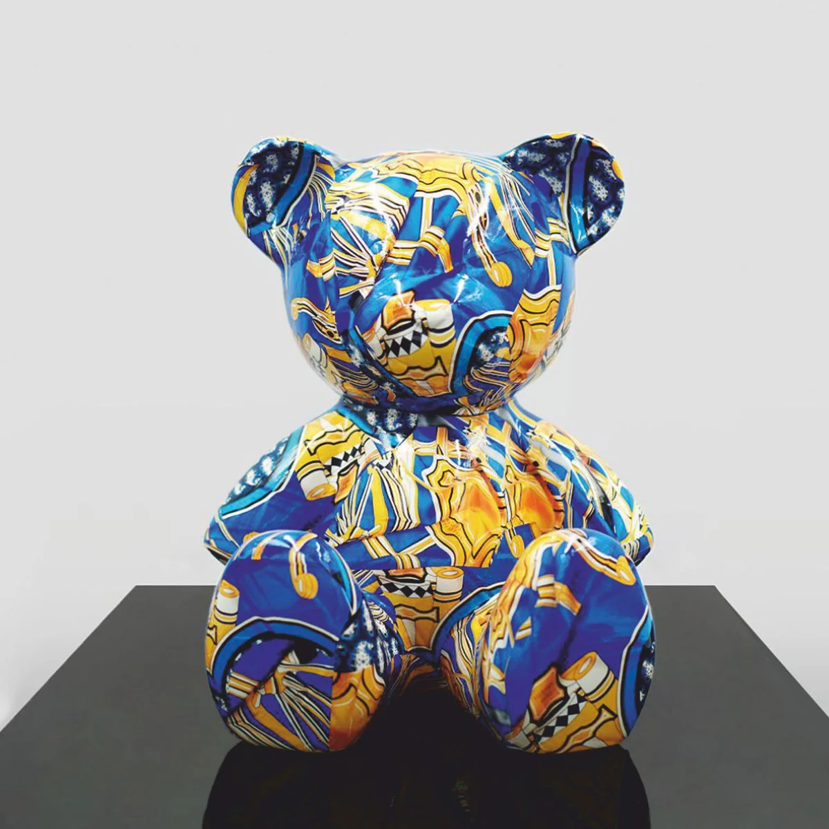 Casa Padrino figura decorativa de lujo osito de peluche azul / amarillo A. 35 cm - Figuras decorativas