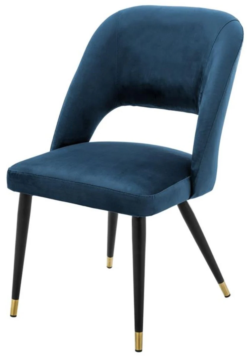 Casa Padrino luxury dining chair blue / black 52 x 58 x H. 85 cm - Luxury Dining Room Furniture