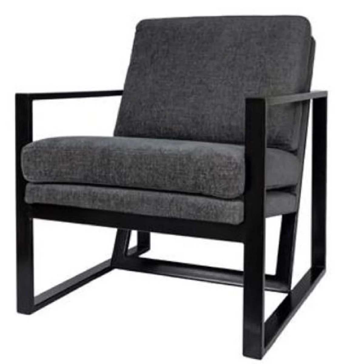 Casa Padrino sill¨®n club de lujo con estructura de metal gris / negro 80 x 70 x H. 85 cm - Muebles de Hotel