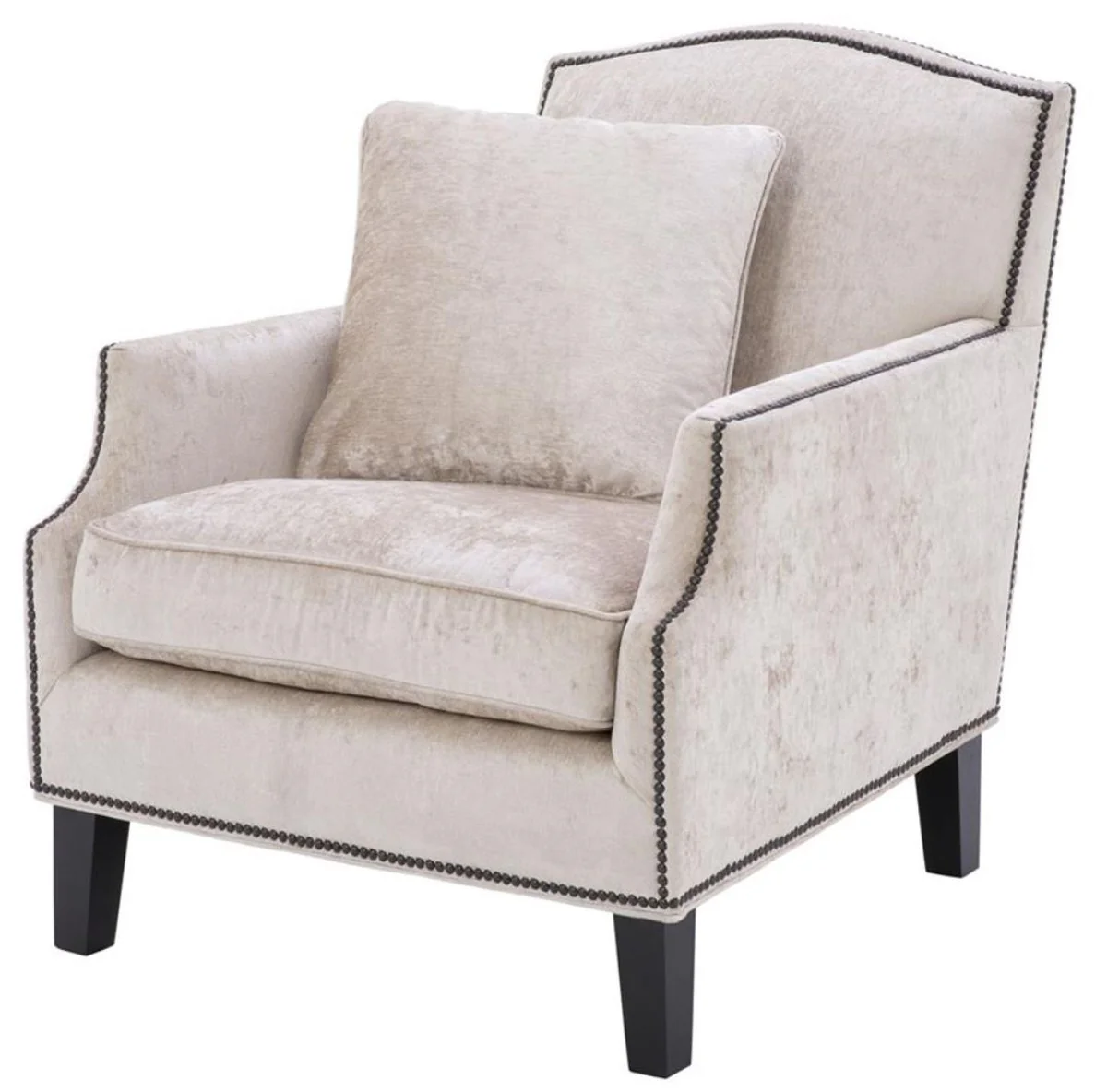 Casa Padrino sillón de salón de lujo crema / negro 79 x 98 x H. 90 cm - Edición limitada