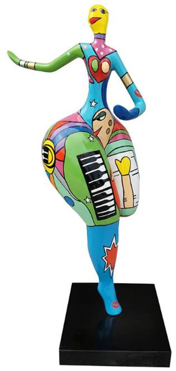 Casa Padrino escultura de diseño mujer bailando multicolor A. 130 cm - Escultura de decoración de jardín - Figura de decoración resistente a la intemperie - Accesorios de Decoración
